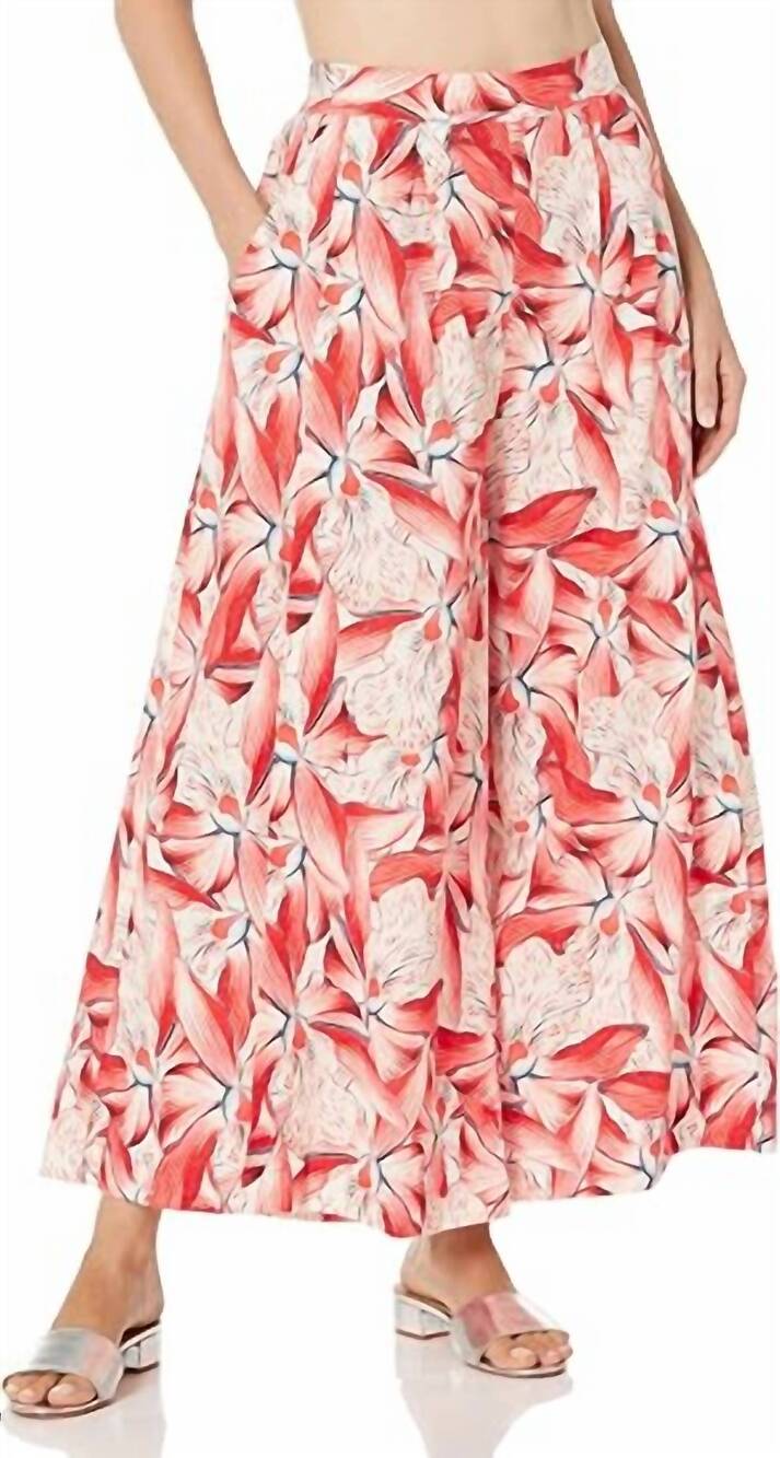 NEW CARMEN MARC VALVO women's cropped wide leg pant in campari / red